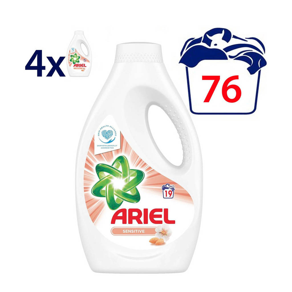 Ariel Sensitive vloeibaar wasmiddel 4 x 19 wasbeurten