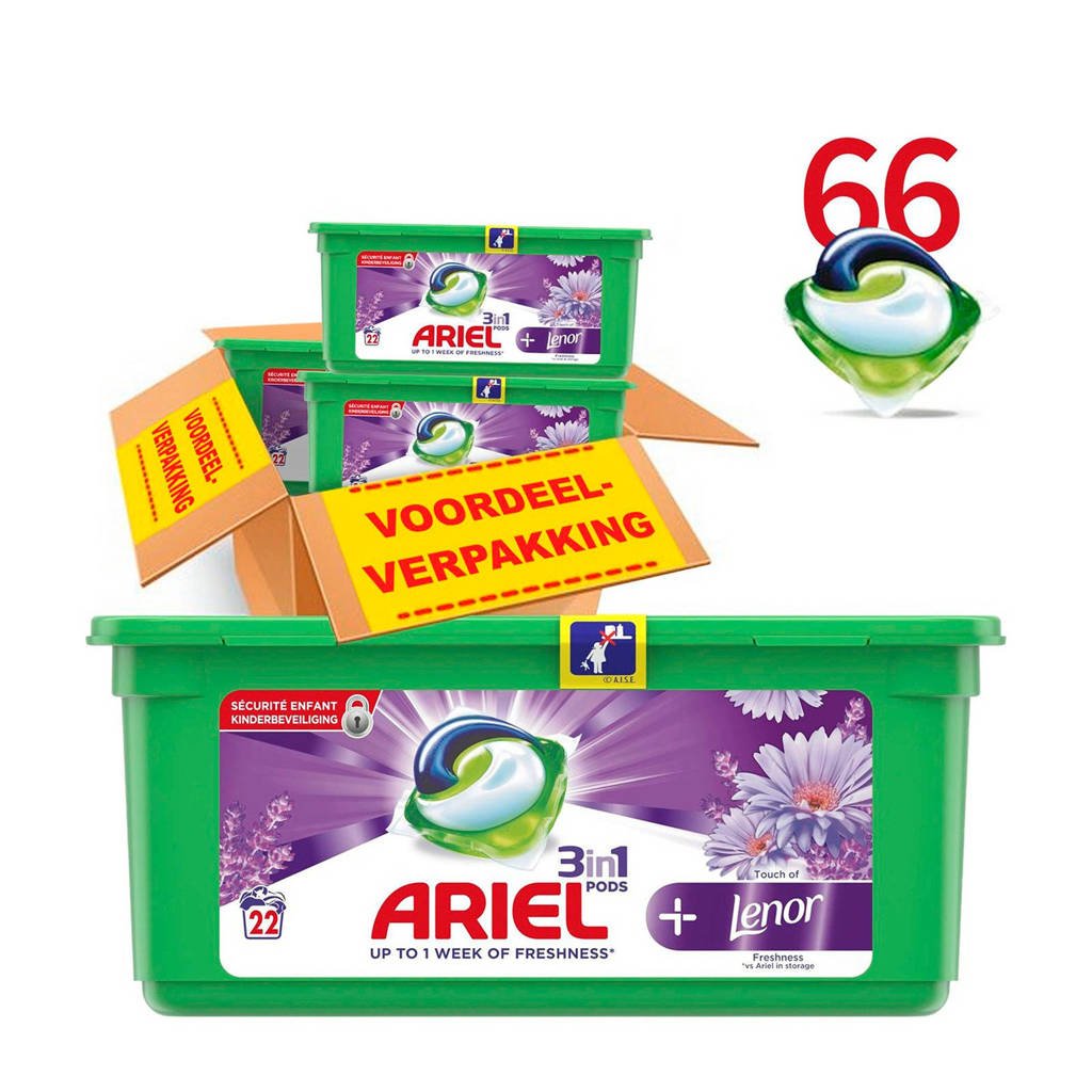 Ariel Touch Of Lenor 3in1Pods wasmiddelcapsules 3 x 22 wasbeurten