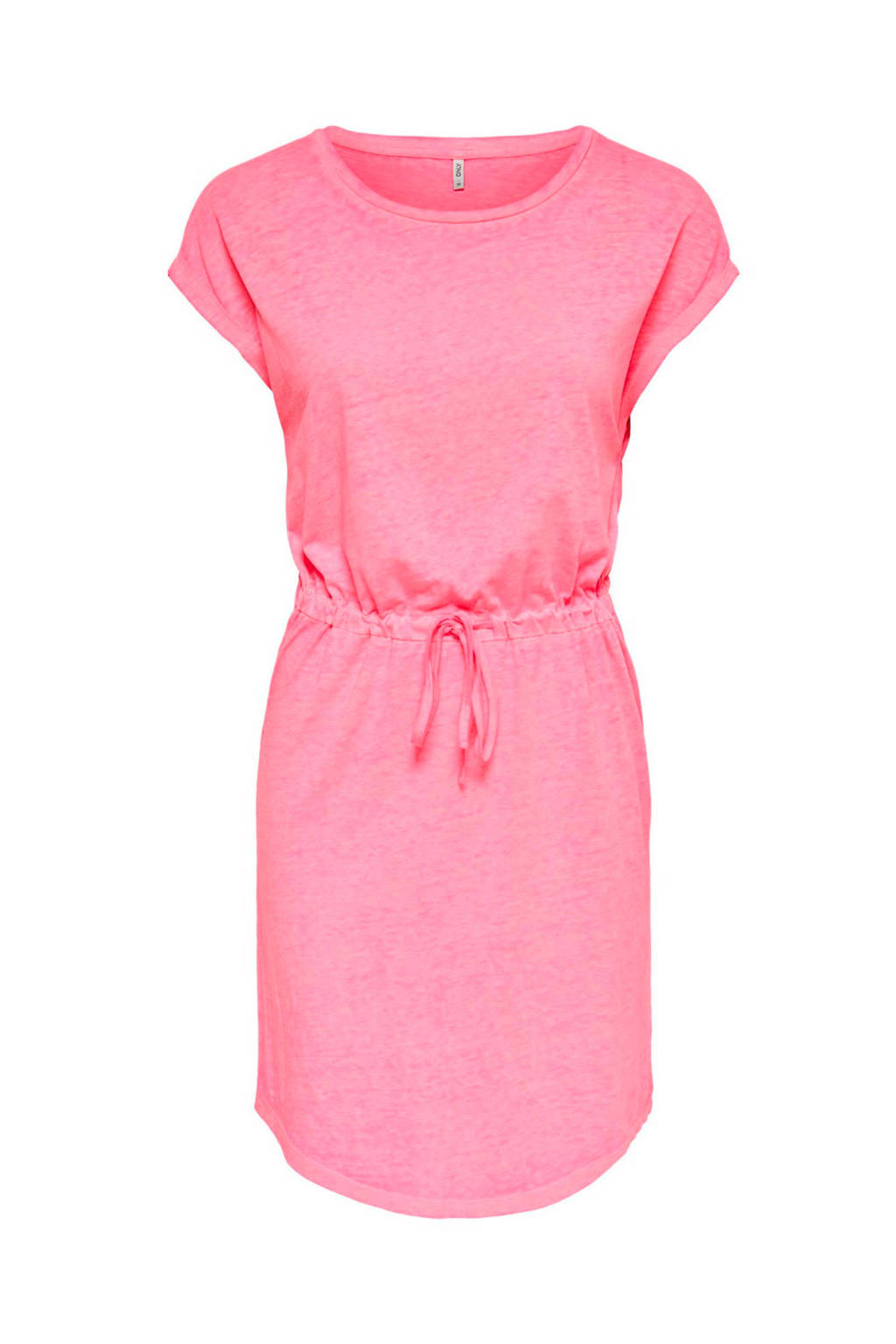 ONLY jurk met strikkoord neon roze, Neon roze