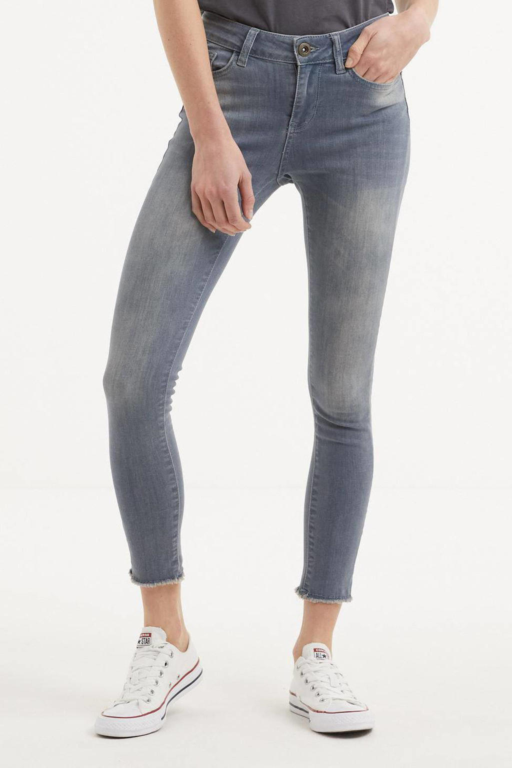 Grijze dames Cars skinny jeans Larys used van stretchdenim met regular waist en rits- en knoopsluiting