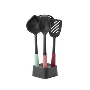 Tasty+ Kookgerei set - 4-delig plus houder - Mixed Colours