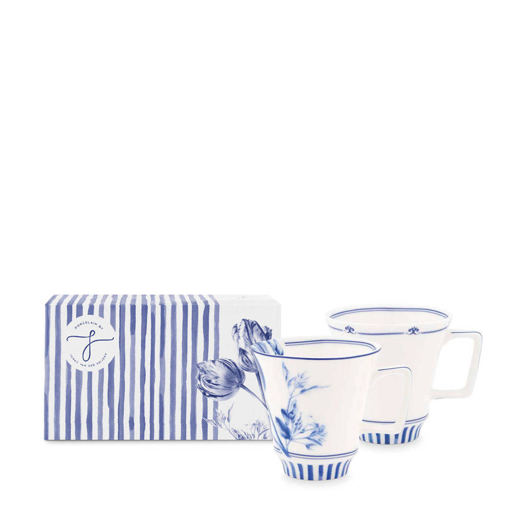 Jannie van der Heijden Sharing Moments mok (set van 2), Blauw