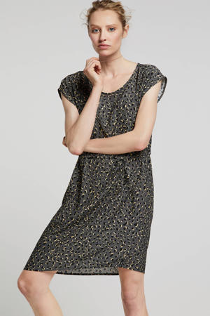 jersey jurk Penny met all over panterprint grijs