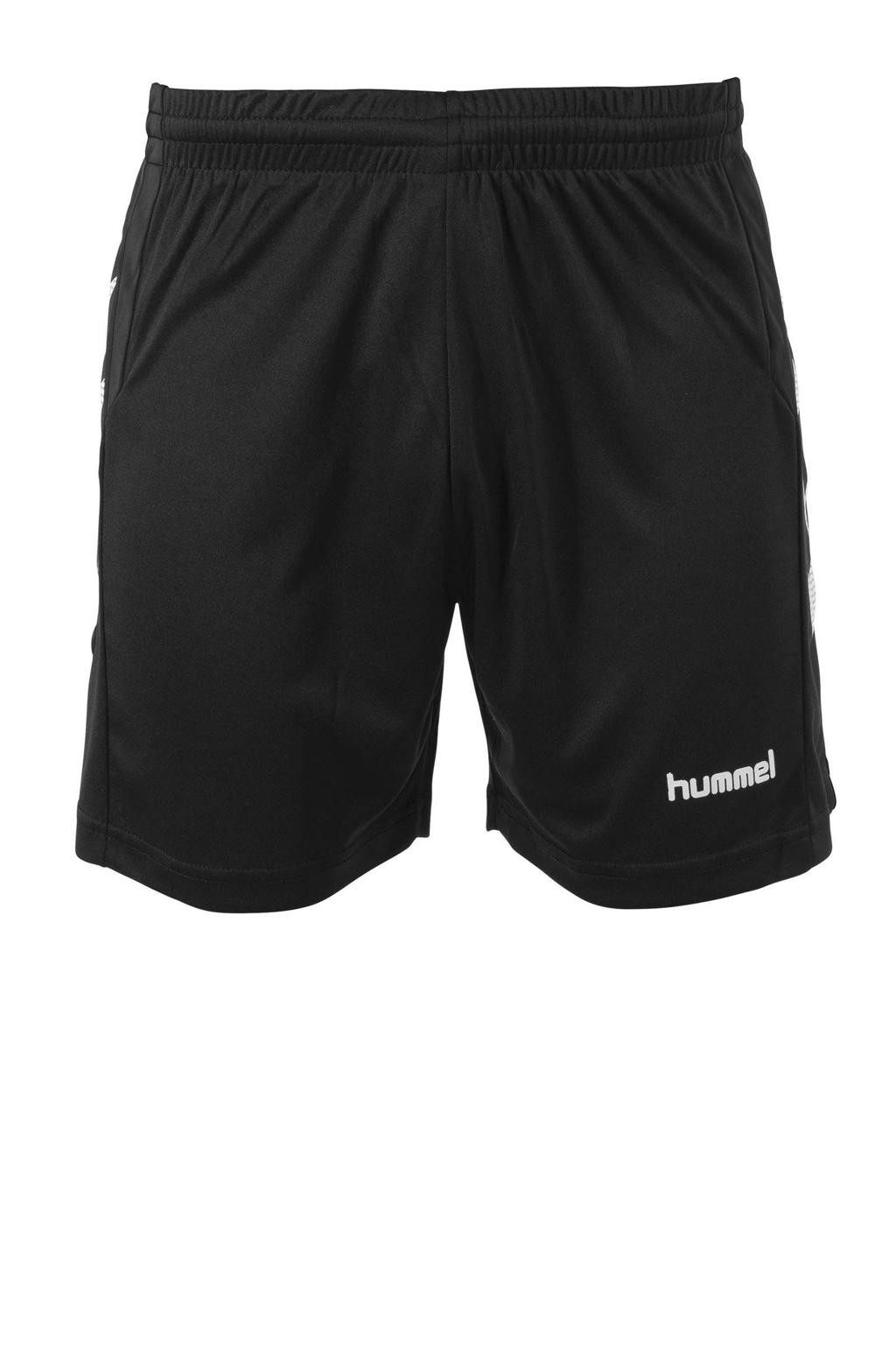 Zwart en witte heren hummel Senior sportshort Aarhus van polyester met regular fit, elastische tailleband met koord en effen