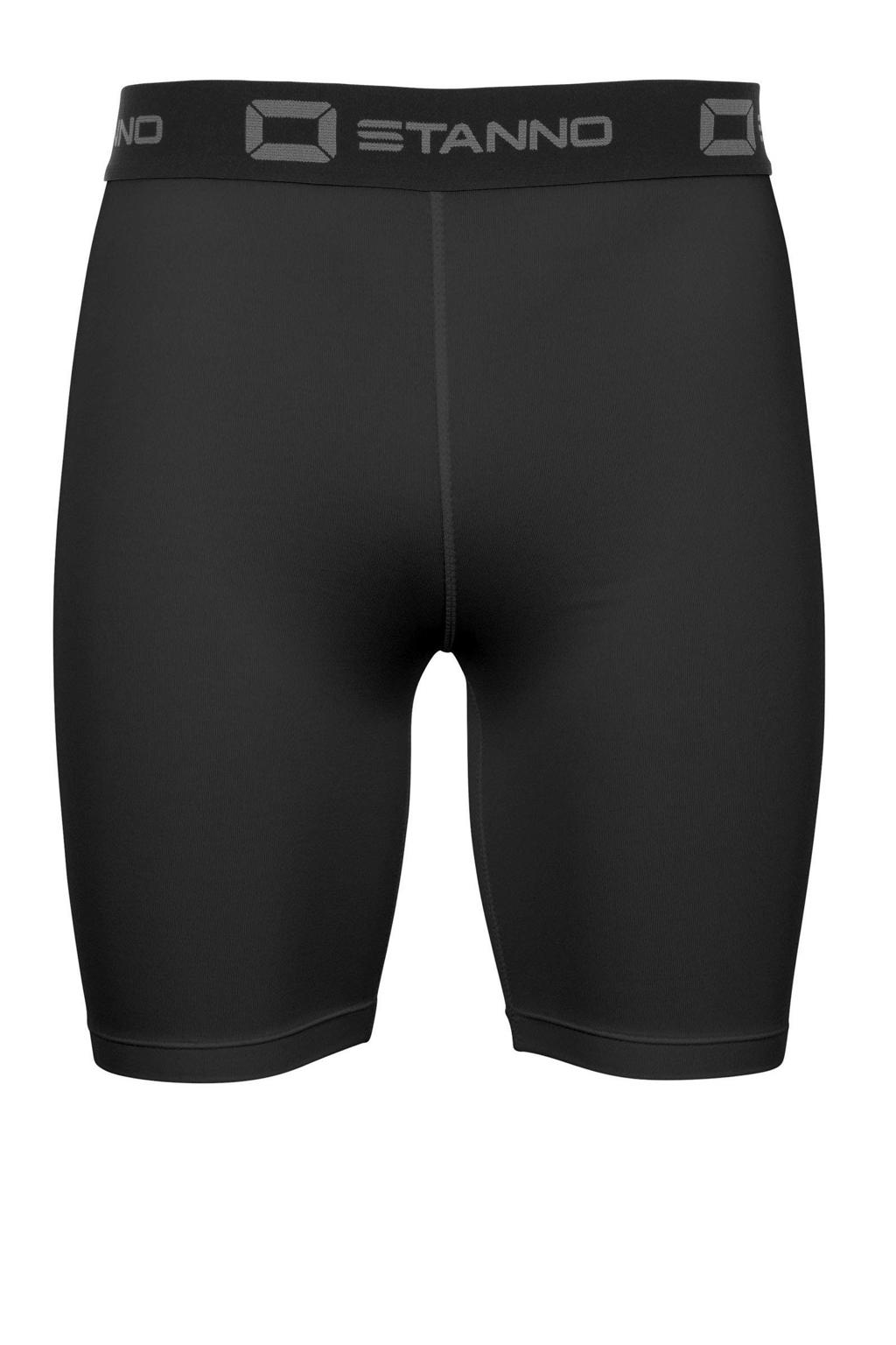 Zwarte heren Stanno Senior sportshort van polyamide met slim fit, elastische tailleband en effen