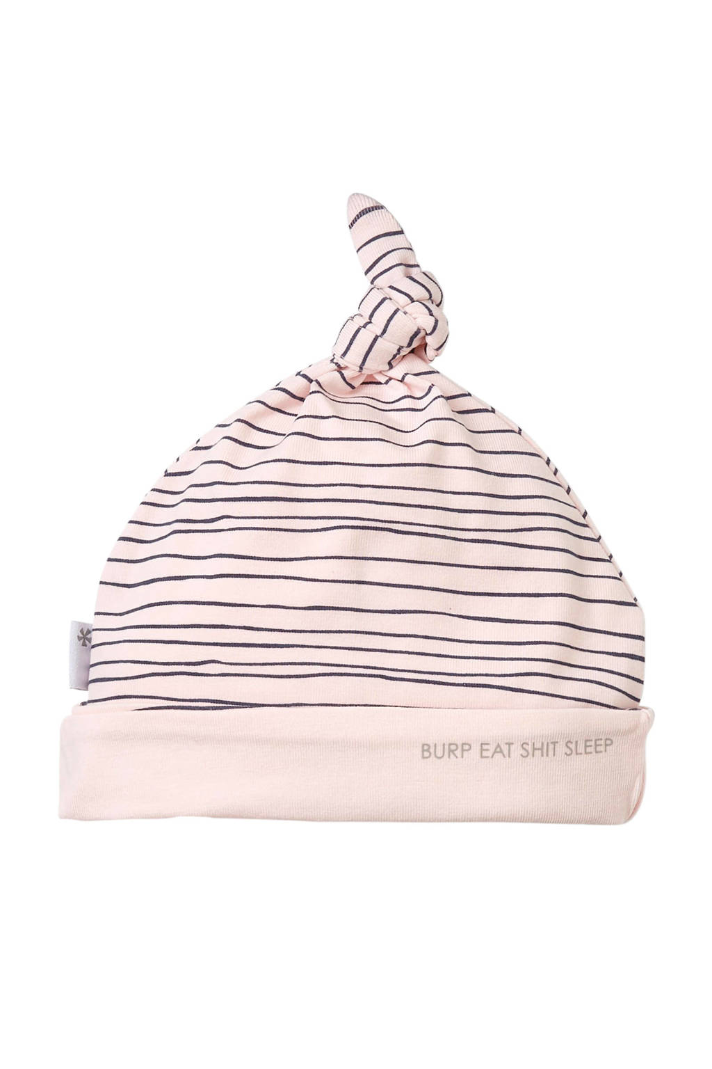 B.E.S.S gestreepte newborn babymuts roze, Lichtroze