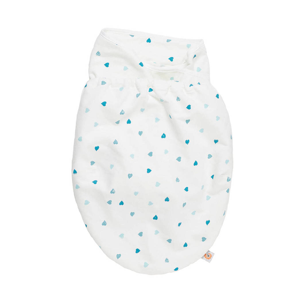 Ergobaby Swaddler inbakerdoek heart to heart, Wit/blauw