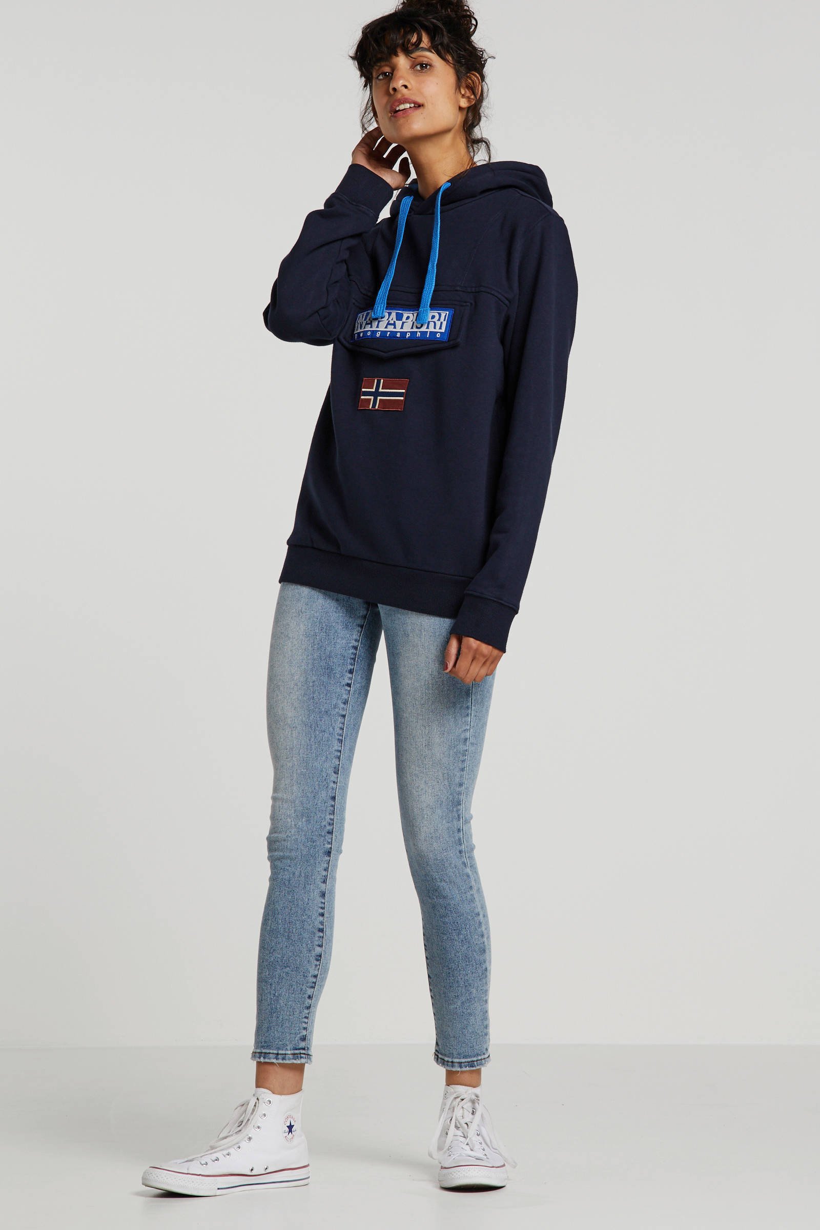 Napapijri hoodie Burgee donkerblauw | wehkamp Napapijri hoodie Burgee met logo donkerblauw | wehkamp