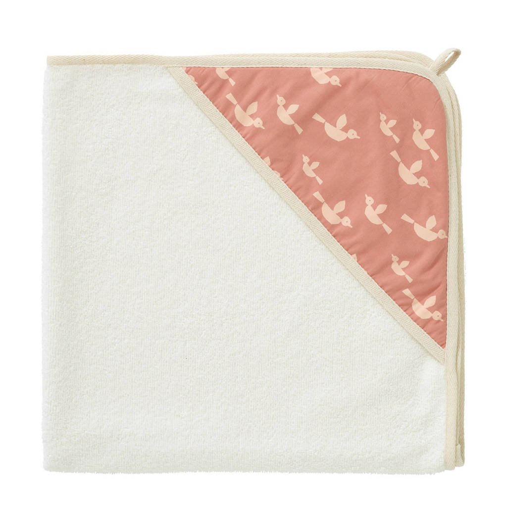 Fresk badcape Birds 70x70 cm, Wit/roze