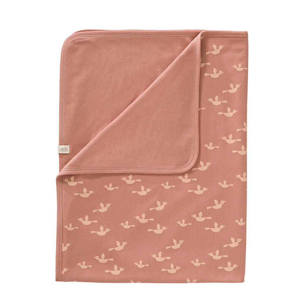 Fresk baby wiegdeken Birds 80x100 cm, Oudroze