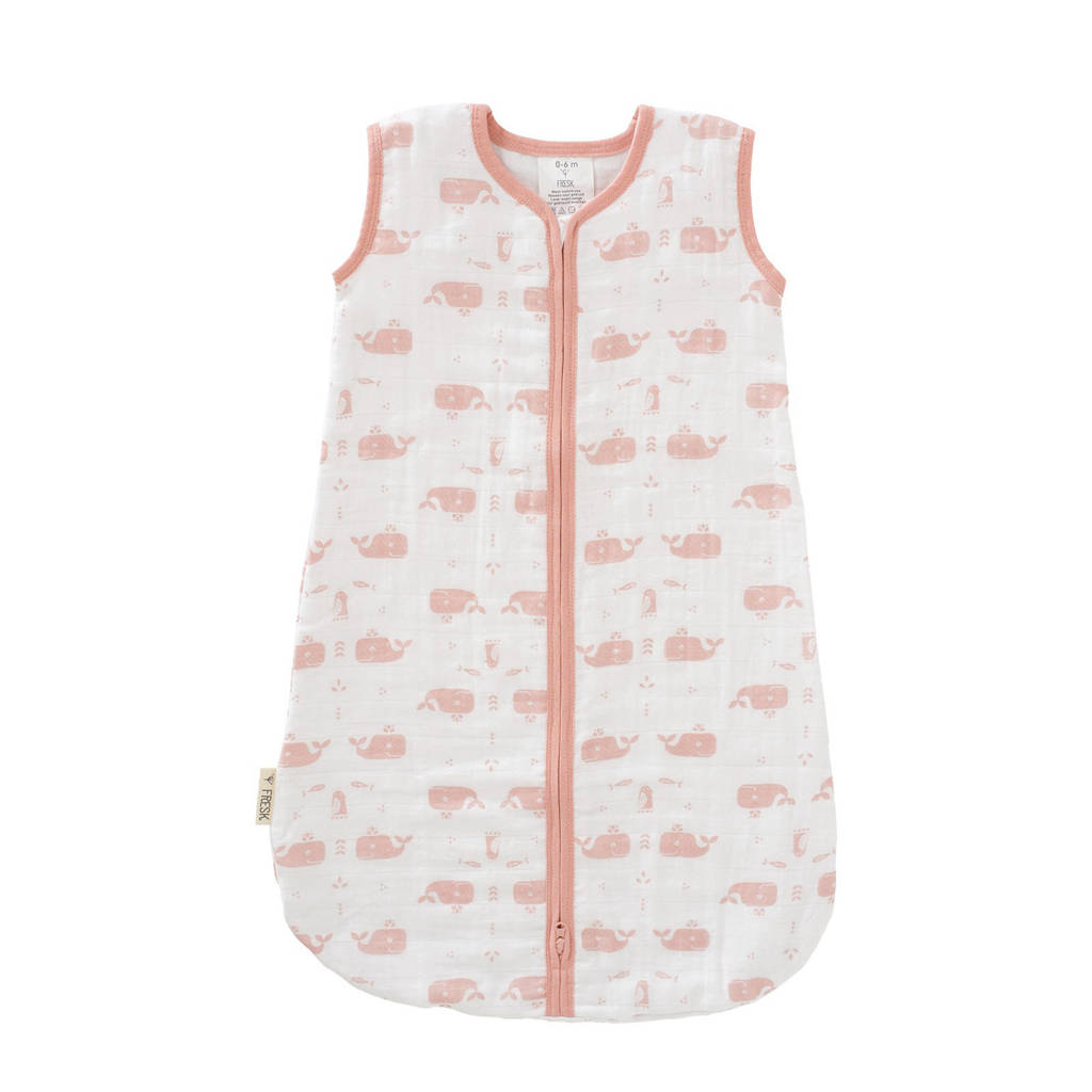 Fresk baby slaapzak muslin 2-laags walvis roze