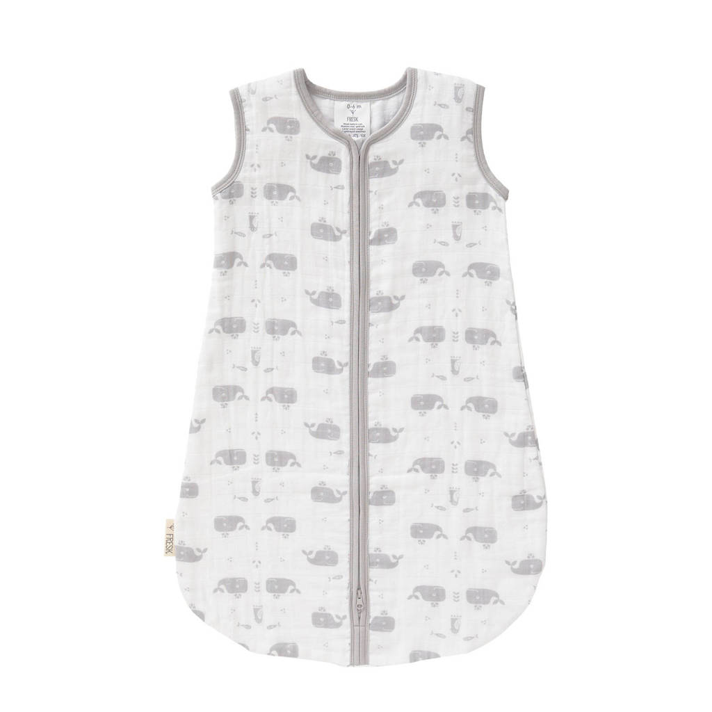 Fresk baby slaapzak muslin 2-laags walvis grijs