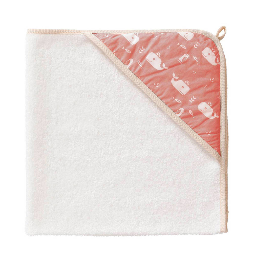Fresk wikkeldeken Whale 75x75 cm roze, Wit/roze