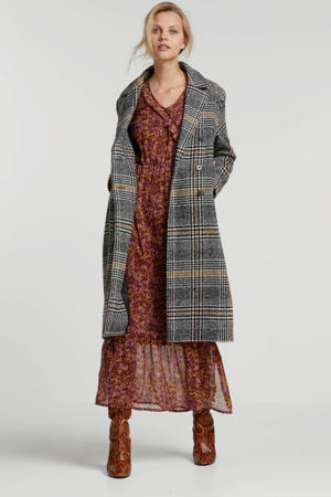 geruite coat grijs multi