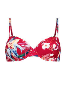 voorgevormde beugel bikinitop Giselle met all over bloemenprint rood
