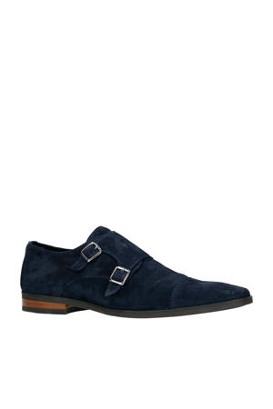 suède gespschoenen donkerblauw