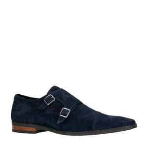suède gespschoenen donkerblauw