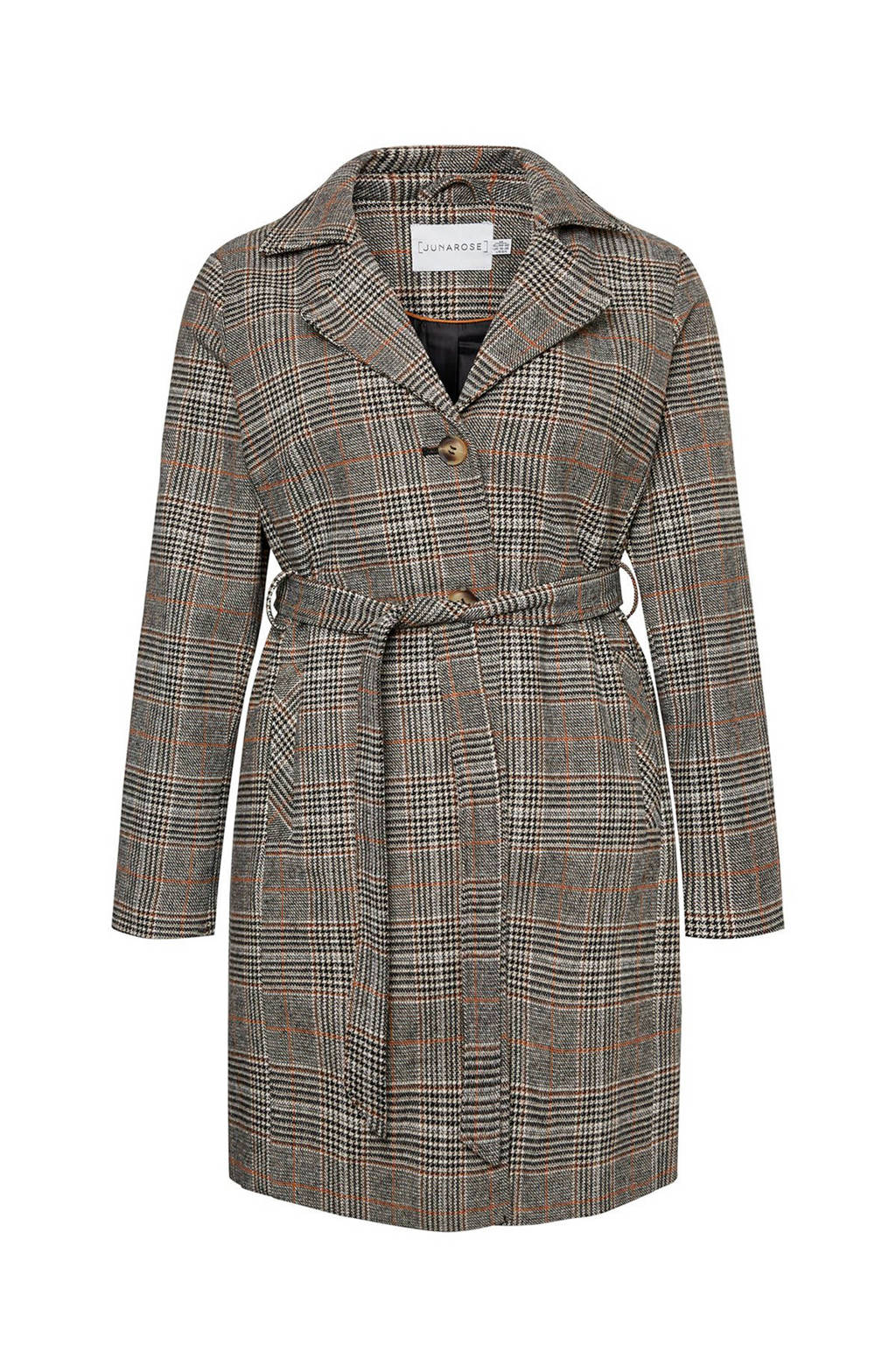 JUNAROSE geruite coat zwart multi