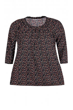 gebloemde top zwart