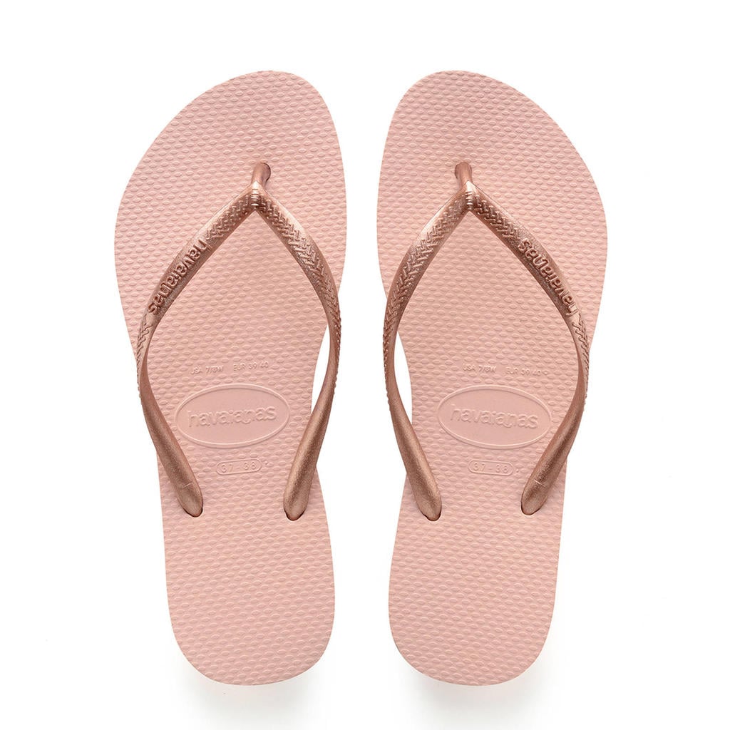 Roze dames Havaianas Slim teenslippers van rubber