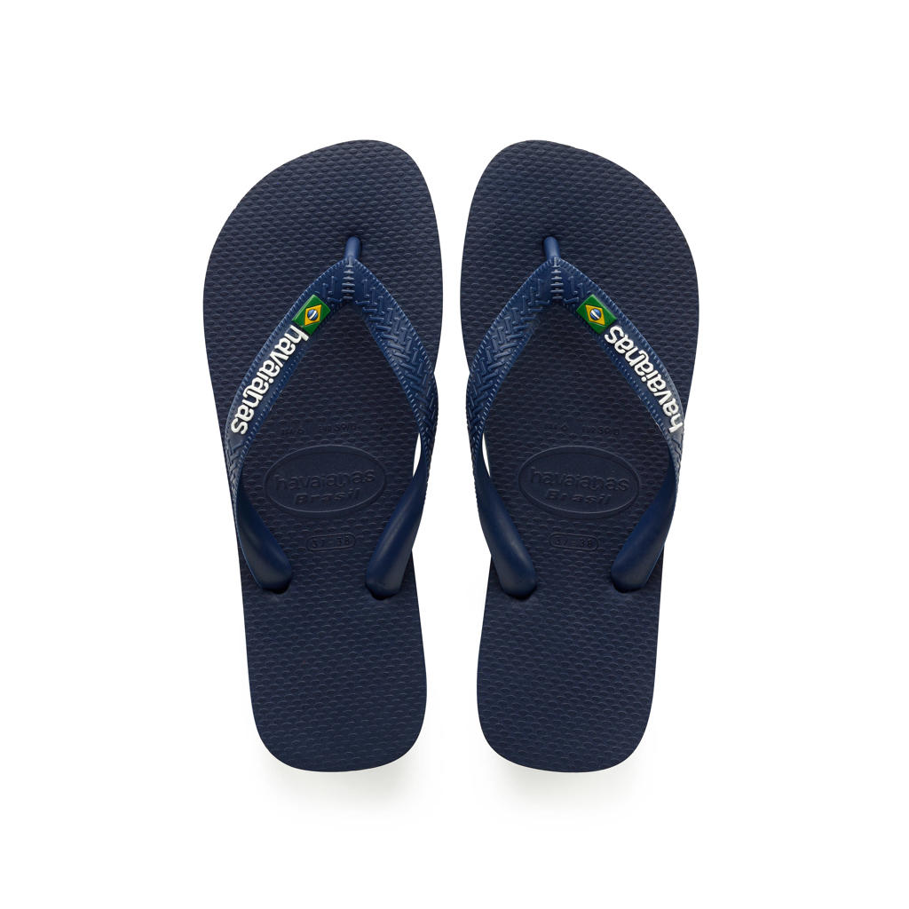 Donkerblauwe heren Havaianas Brasil Logo teenslippers van rubber 