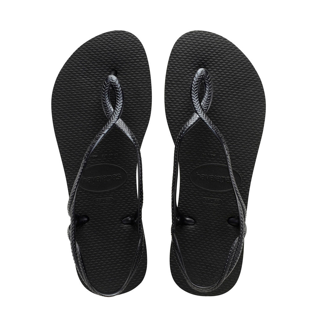 Zwarte dames Havaianas sandalen van rubber met effen