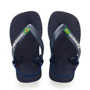 thumbnail: Blauwe meisjes Havaianas Baby Brasil Logo II teenslippers met hielbandje van rubber