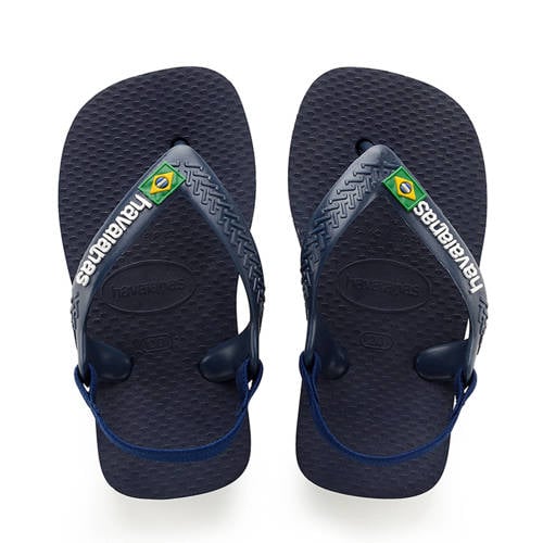 Havaianas Baby Brasil Logo II teenslippers met hielbandje blauw