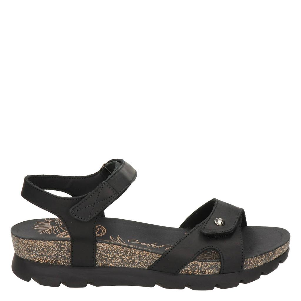 Zwarte dames Panama Jack Sulia Basics nubuck sandalen met klittenband