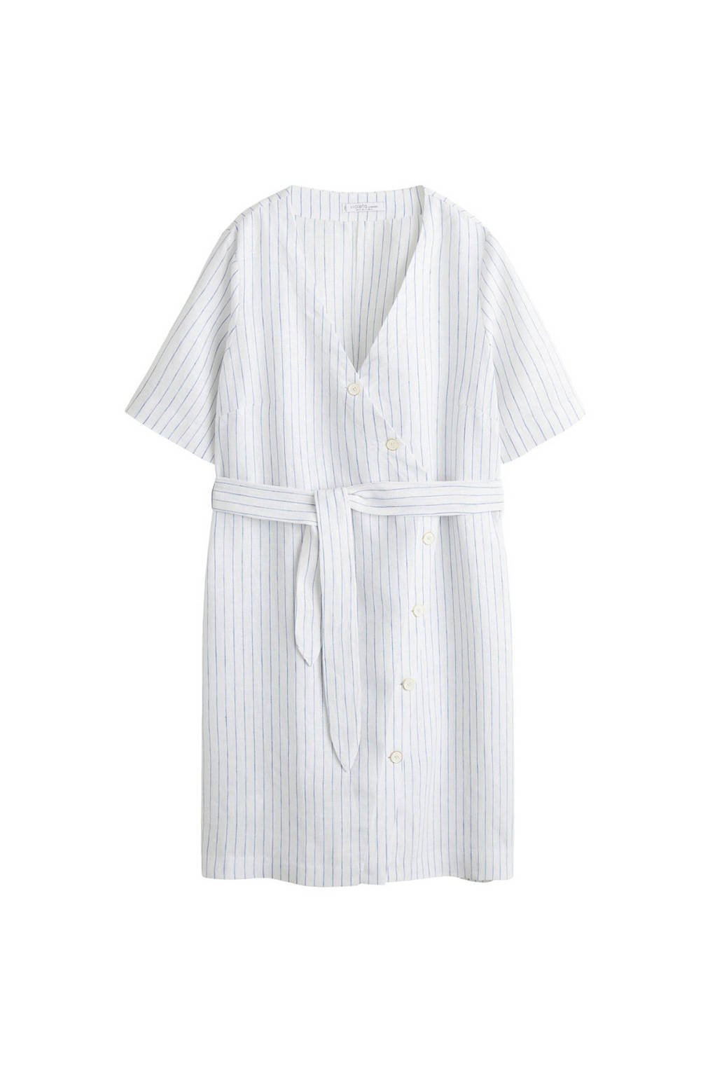 Violeta by Mango gestreepte overslagjurk, Lichtblauw