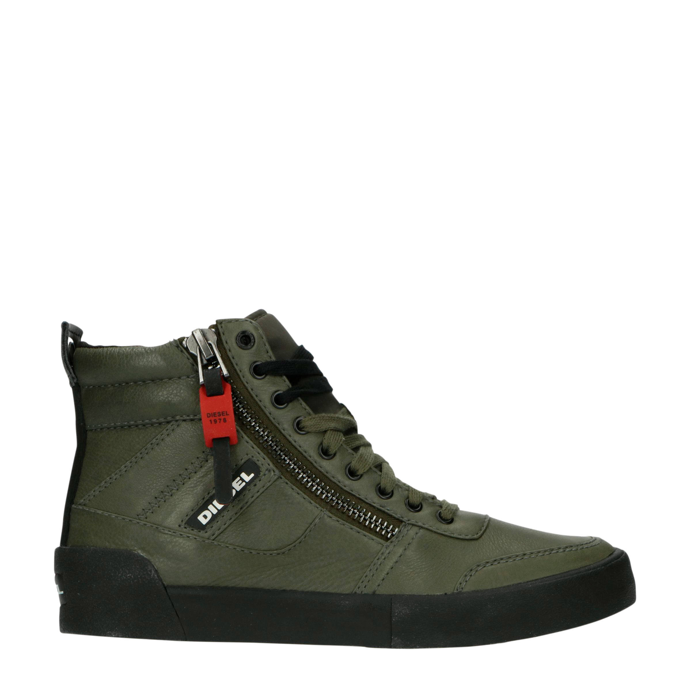 Diesel S-DVELOWS leren sneakers kaki | wehkamp