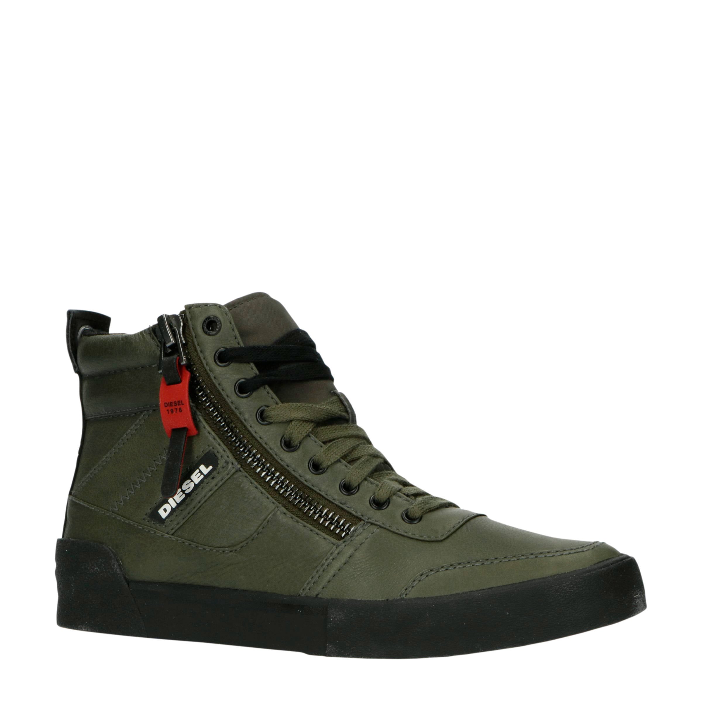 Diesel S-DVELOWS leren sneakers kaki | wehkamp
