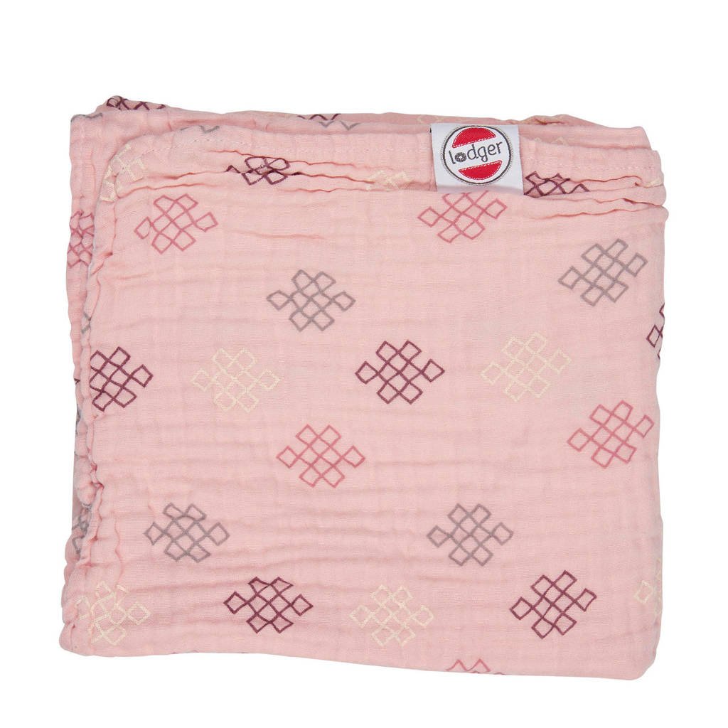 Lodger babydeken Dreamer Muslin Knot Xandu 120x120cm lichtroze