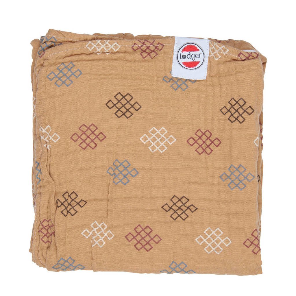 Lodger baby wiegdeken Dreamer Muslin Knot Xandu 120x120cm okergeel