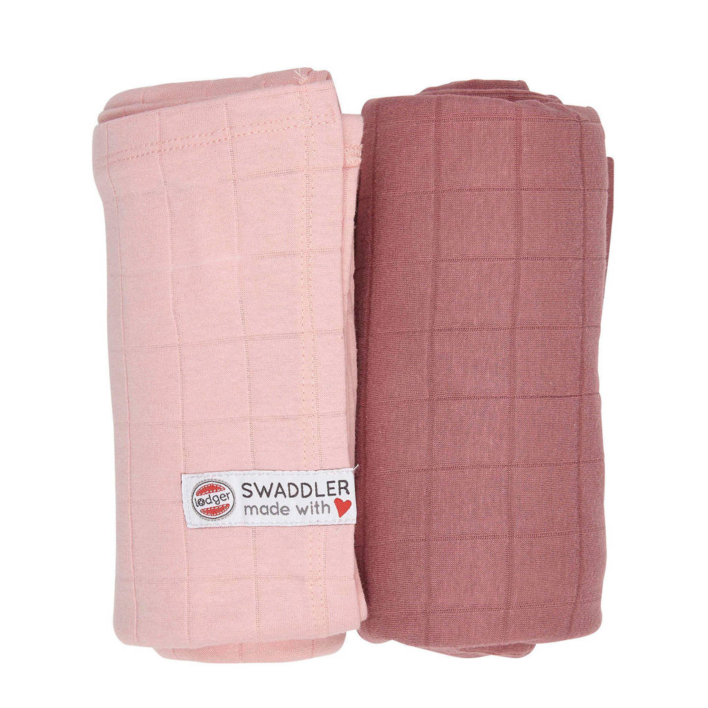 Lodger solid hydrofiele doeken 70x70 cm multi roze (set van 2)