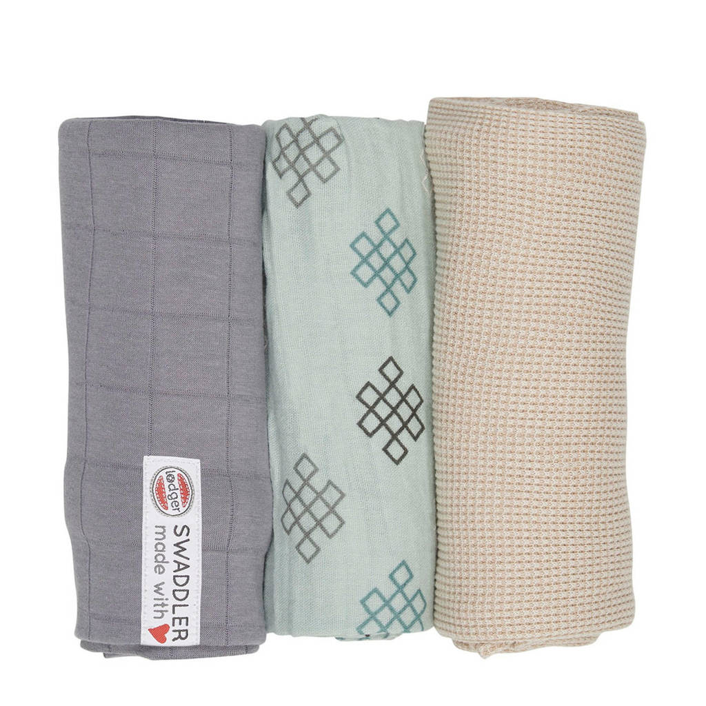 Lodger empire knot hydrofiele doeken 70x70 cm groen (set van 3), Groen