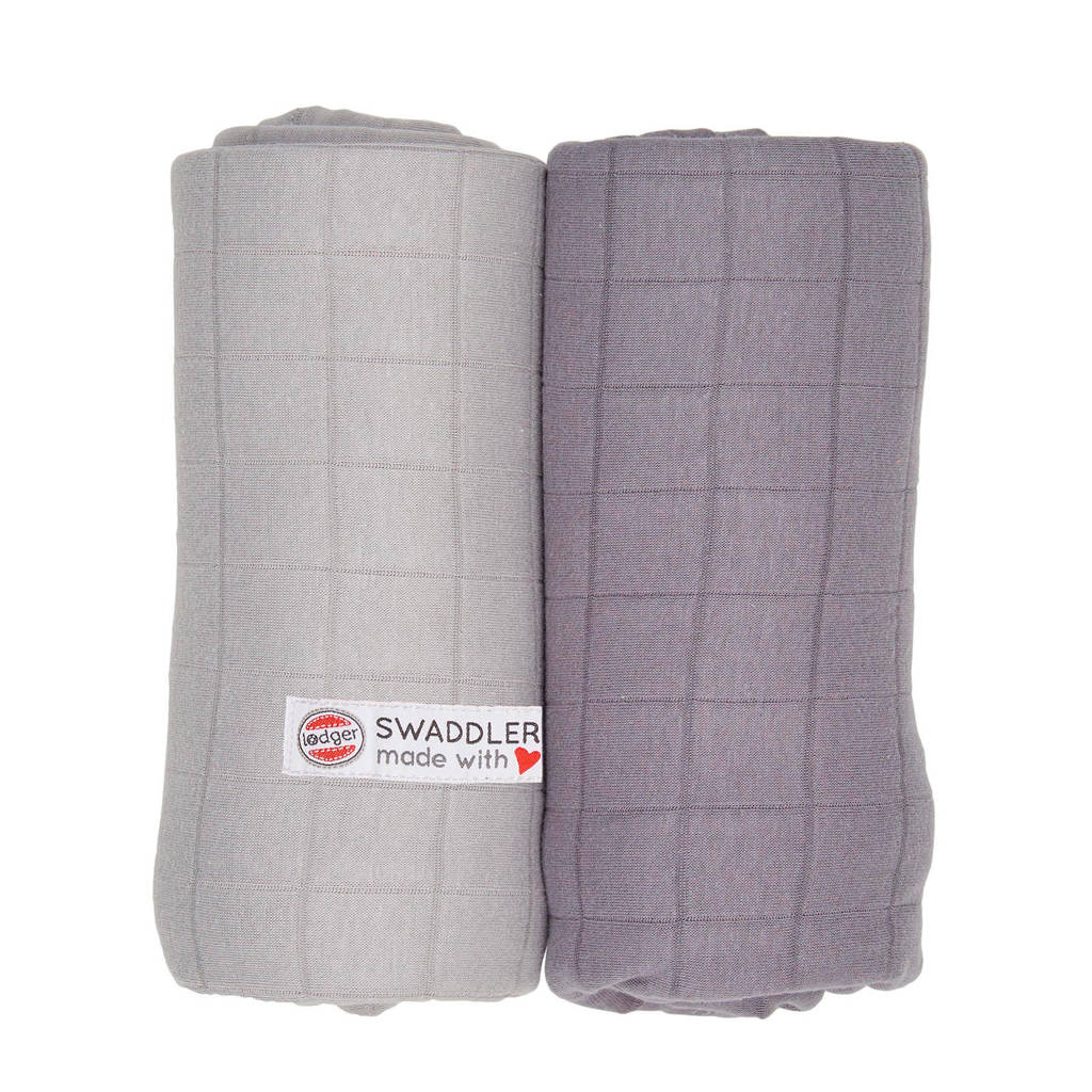Lodger solid hydrofiele doeken 70x70 cm grijs (set van 2), Grijs