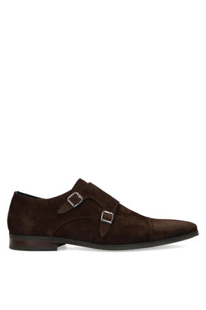 suède gespschoenen donkerbruin