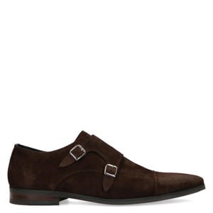 suède gespschoenen donkerbruin