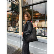thumbnail: Sacha leren shopper met slangenprint zwart