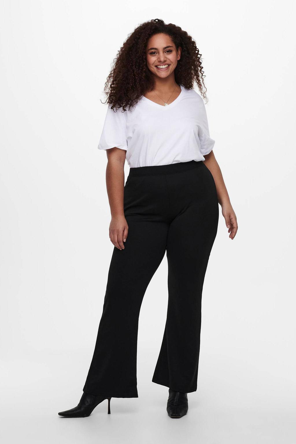 ONLY CARMAKOMA high waist flared broek CARPEVER zwart