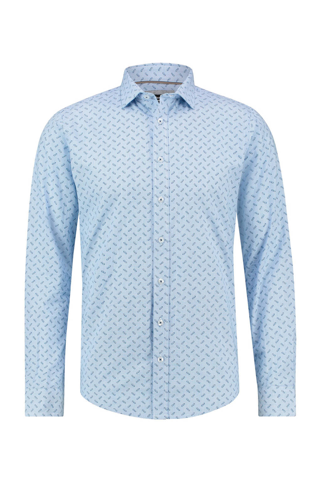 Haze & Finn overhemd met all over print lichtblauw, Lichtblauw/blauw