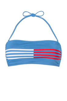 bandeau bikinitop met strepen lichtblauw