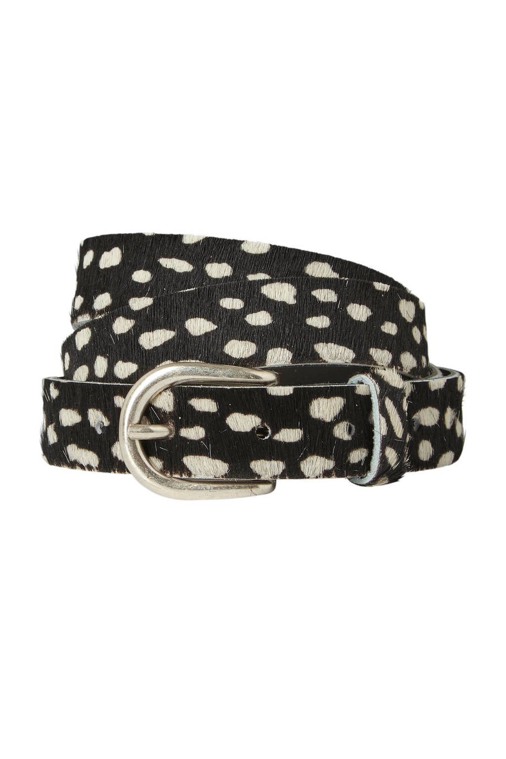Cowboysbag Cowboysbelt riem met all over print zwart, Zwart/ecru