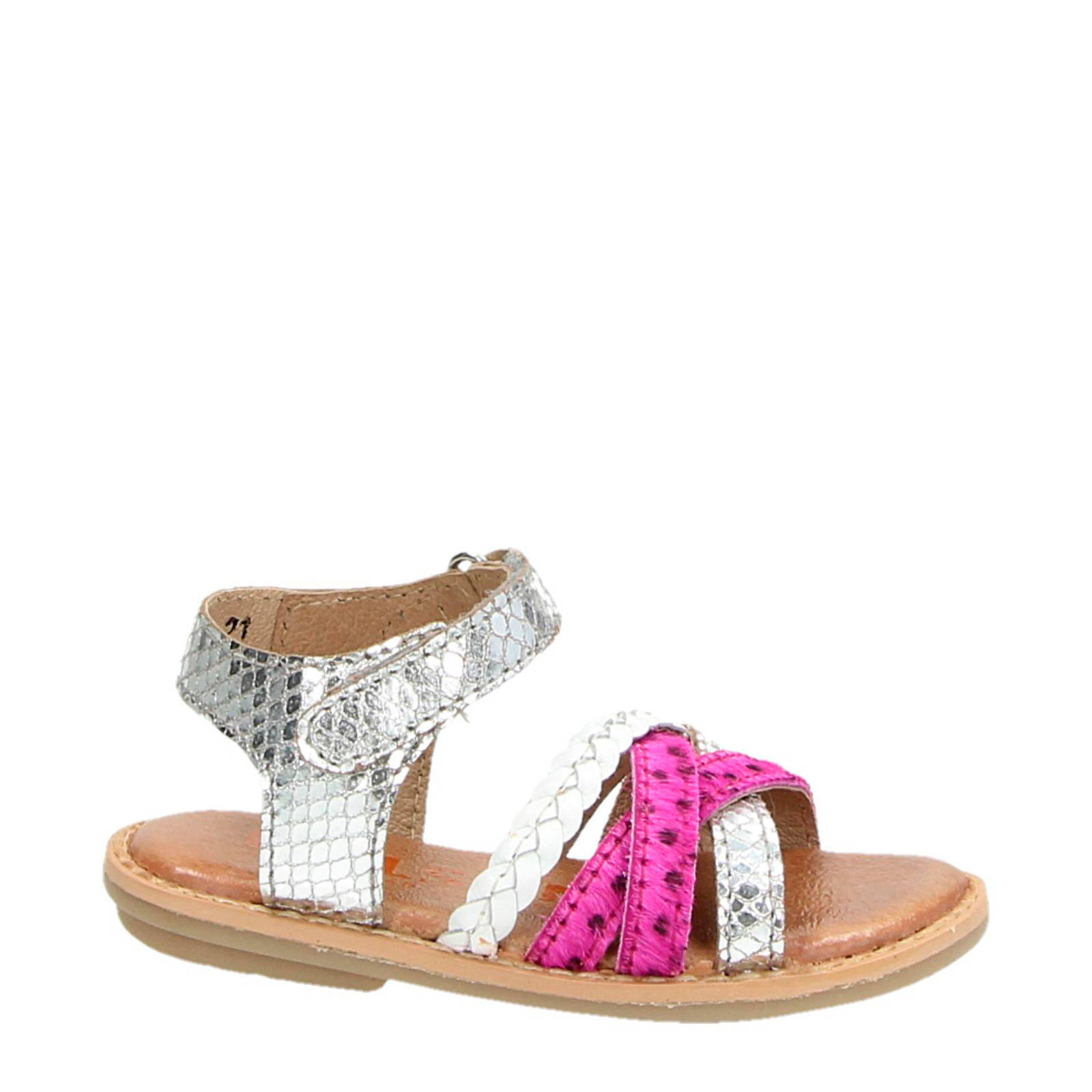 Orange Babies leren sandalen zilver/roze | wehkamp