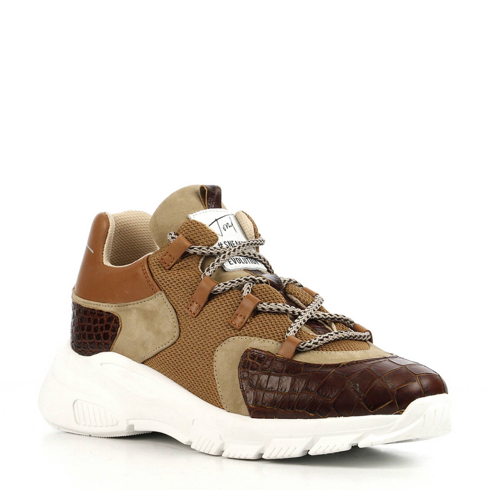 Toral 11101 leren sneakers slangenprint cognac/bruin | wehkamp