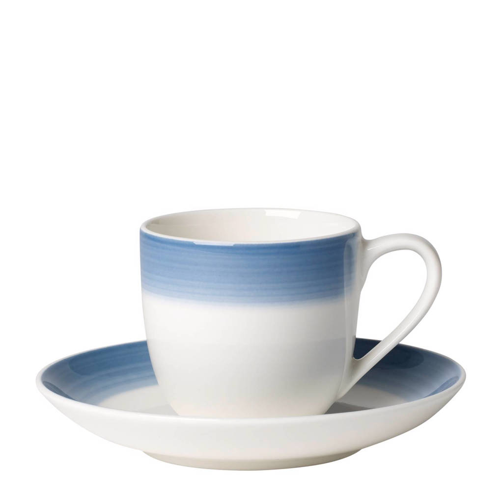 Villeroy & Boch Colourful Life Winter Sky mokkakop en –schotel, Blauw/wit