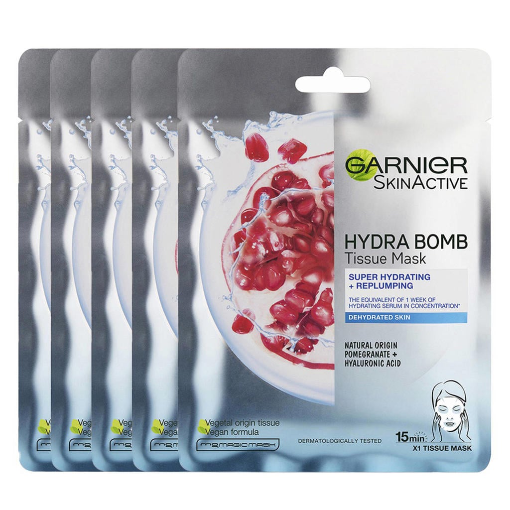 Garnier Skinactive Hydra Bomb Tissue gezichtsmasker met granaatappel - 20 stuks multiverpakking