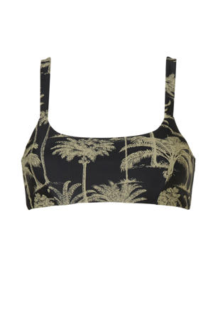 bikinitop met all over print zwart/groen