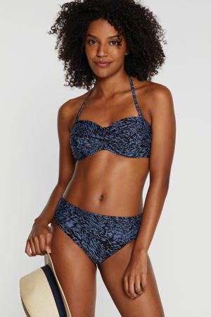hipster bikinibroekje met all over print blauw/zwart
